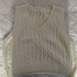 cropped, white sweater vest
